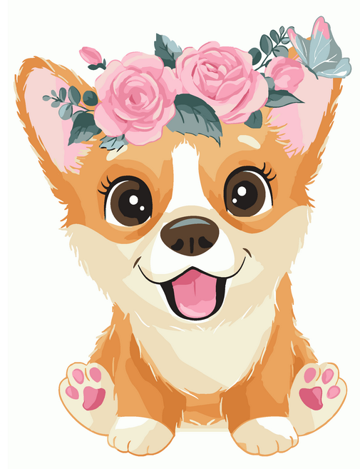 Картина по номерам BrushMe Корги в веночке 30х40 см (KBS7097)