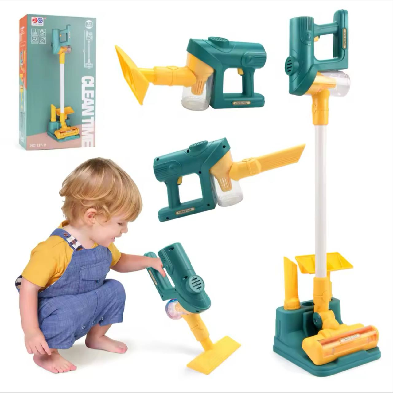 Дитячий ігровий пилосос Fun Game з насадками Зелено-помаранчовий (137-11-21) - фото 4