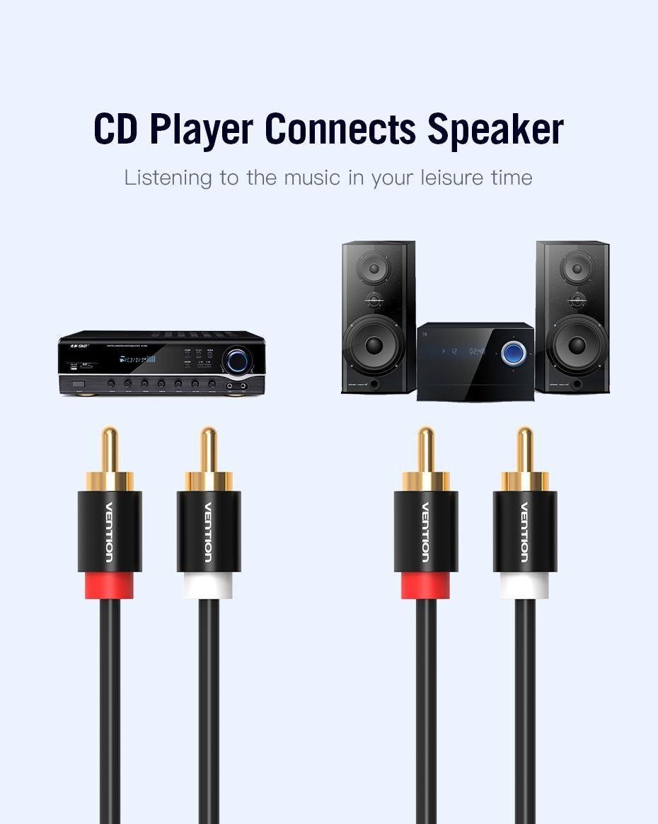 Кабель Vention 2RCA-2RCA стерео тюльпани Hi-Fi звук RCA 2 м Чорний (VAB-R06-B200) - фото 6 Кабель Vention 2RCA-2RCA стерео тюльпани Hi-Fi звук RCA 2 м Чорний (VAB-R06-B200) - фото 6