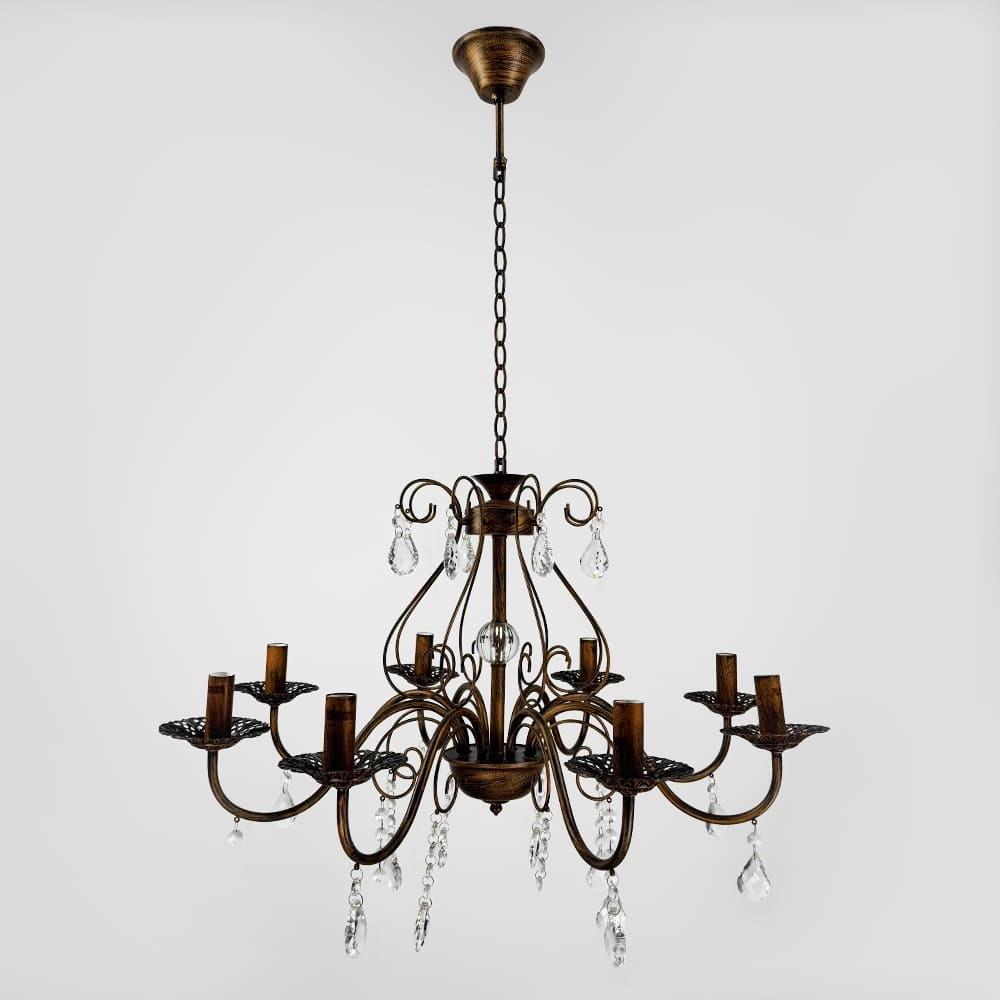 Люстра-підсвічник вишукана на 8 ламп у корпусі Ø 70 см Античне золото (6216/8)