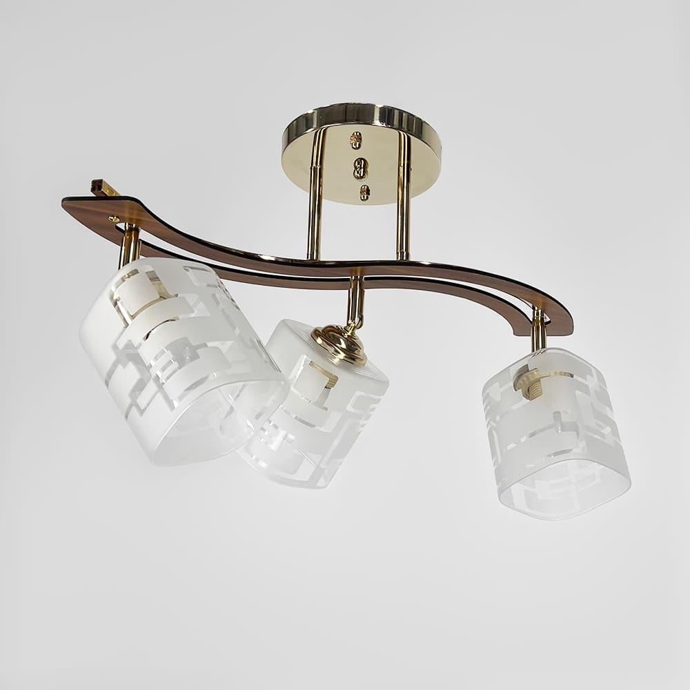 Світильник із декором дерева на 3 плафони 50 см Золотий (6032/3 GD) - фото 1 Світильник із декором дерева на 3 плафони 50 см Золотий (6032/3 GD) - фото 1