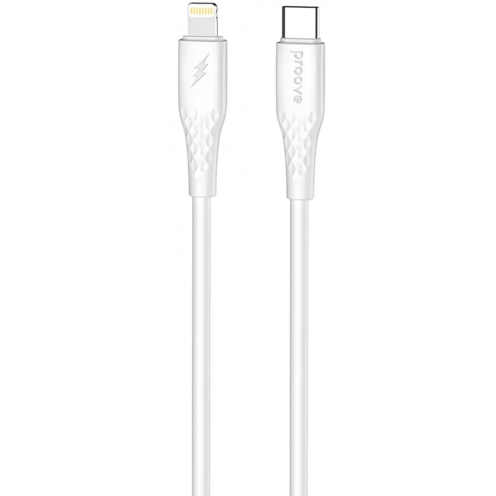 Кабель для зарядки Proove GridLine, Type-C to Lightning, мощность 27W, длина 1 м, Белый Кабель для зарядки Proove GridLine, Type-C to Lightning, мощность 27W, длина 1 м, Белый