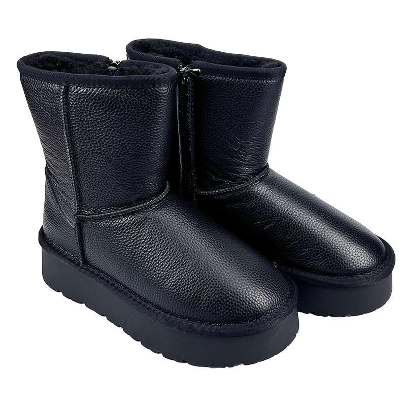 Угги женские кожаные на платформе молния 90171 p. 40 26 см Черный Угги женские кожаные на платформе молния 90171 p. 40 26 см Черный