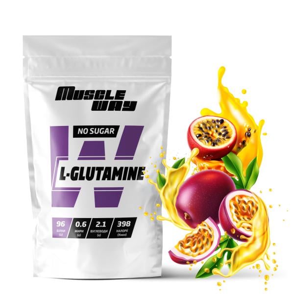 Аминокислота MuscleWay L-Glutamine Маракуйя для мышечной ткани на 100 порций 500 г (21-125-glu-mw-rs500.7)