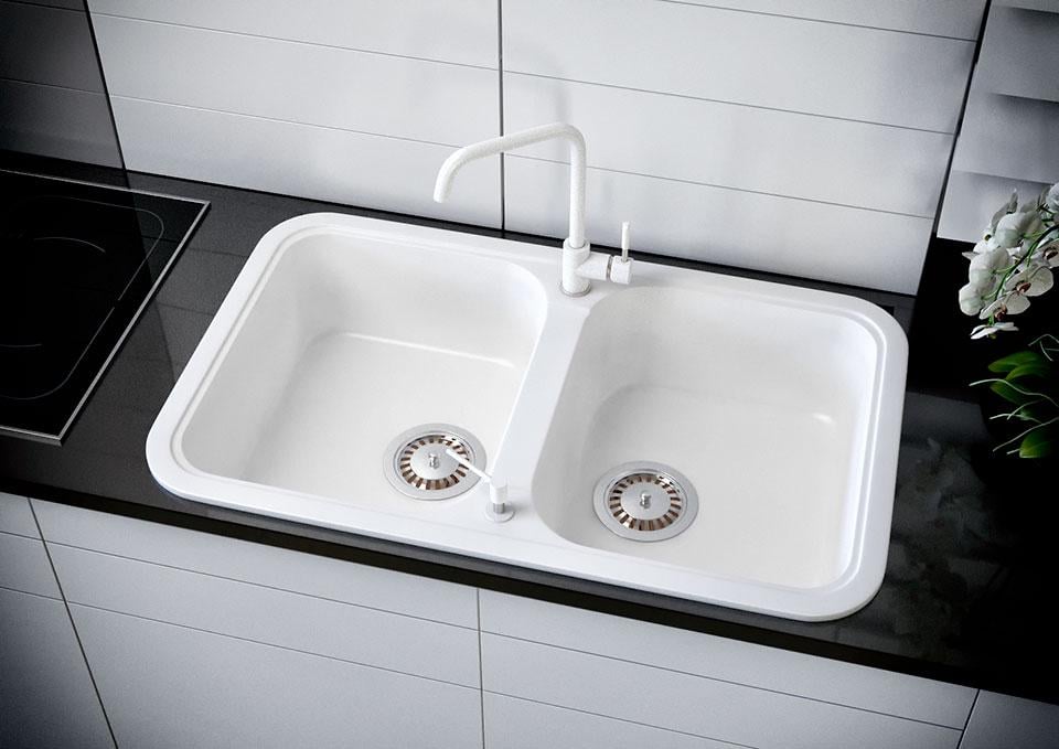 Мойка для кухни Stella Marin гранитная с краном Белый - фото 2