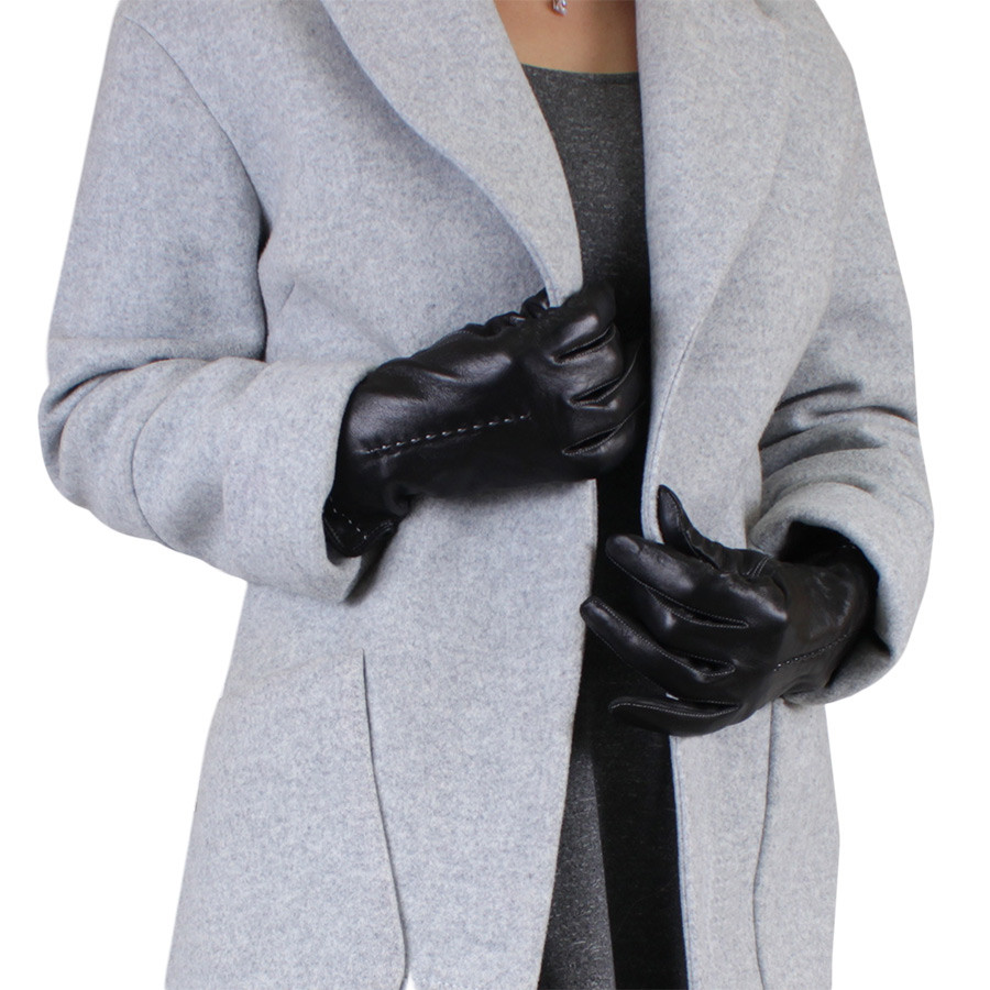 Рукавички жіночі шкіряні L103-1T сенсорні S/6,5"/17 см Чорний (2826528364) - фото 2 Рукавички жіночі шкіряні L103-1T сенсорні S/6,5"/17 см Чорний (2826528364) - фото 2