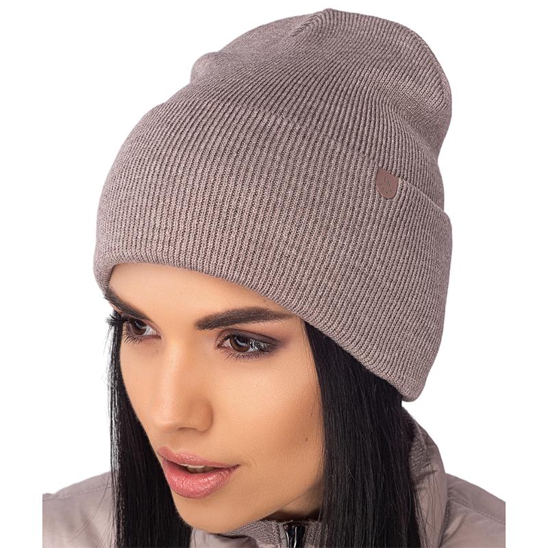 Шапка Leks КАПРИЗ подвійна вовняна з відворотом подовжена One size Мигдальний (121150)