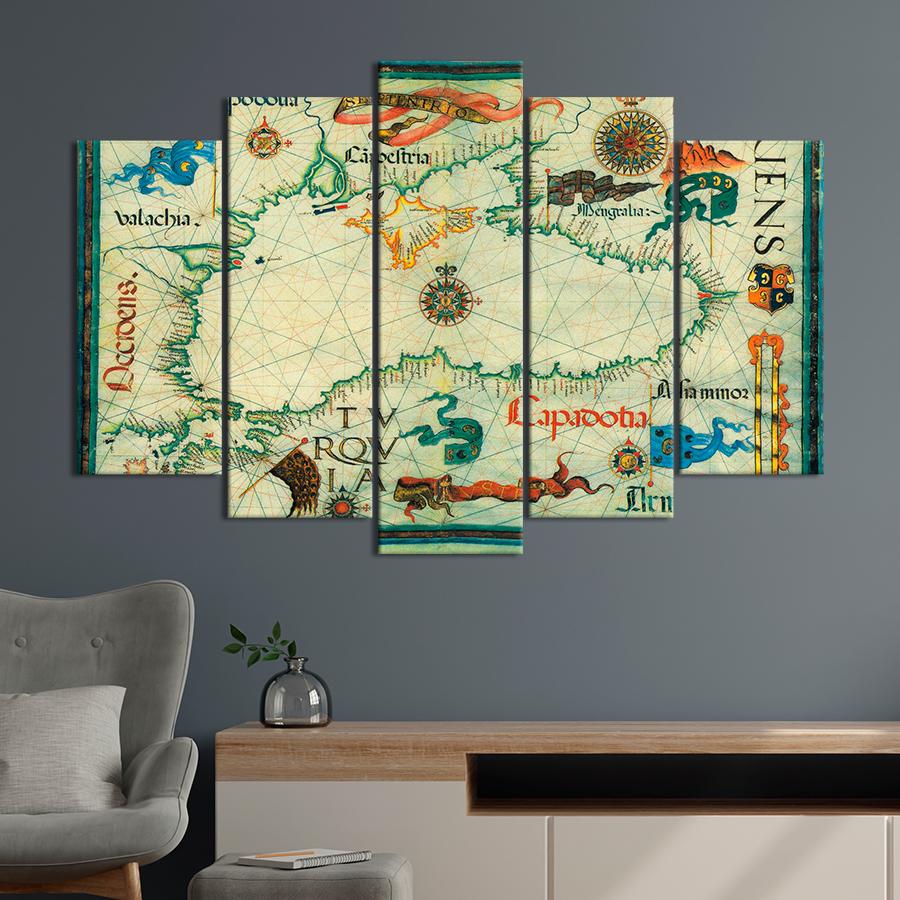 Картина карта Историческая карта Чёрного моря 112x68 см (A1329-5) Картина карта Историческая карта Чёрного моря 112x68 см (A1329-5)