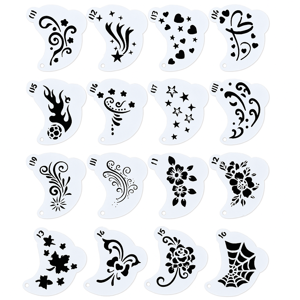 Трафарети для аквагриму Фейс-арт 16 шт. Білий (2743174744)