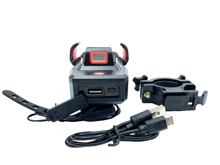 Велосипедный фонарь WD 424 аккумуляторный с держателем телефона и сигналом Синий (30149902ВER)