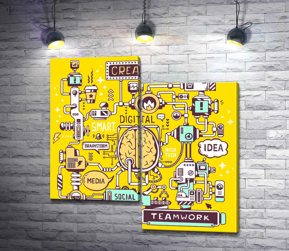 Модульная картина ArtPoster Технологическая схема креативной работы мозга 100x100 см Модуль №5 (003129)