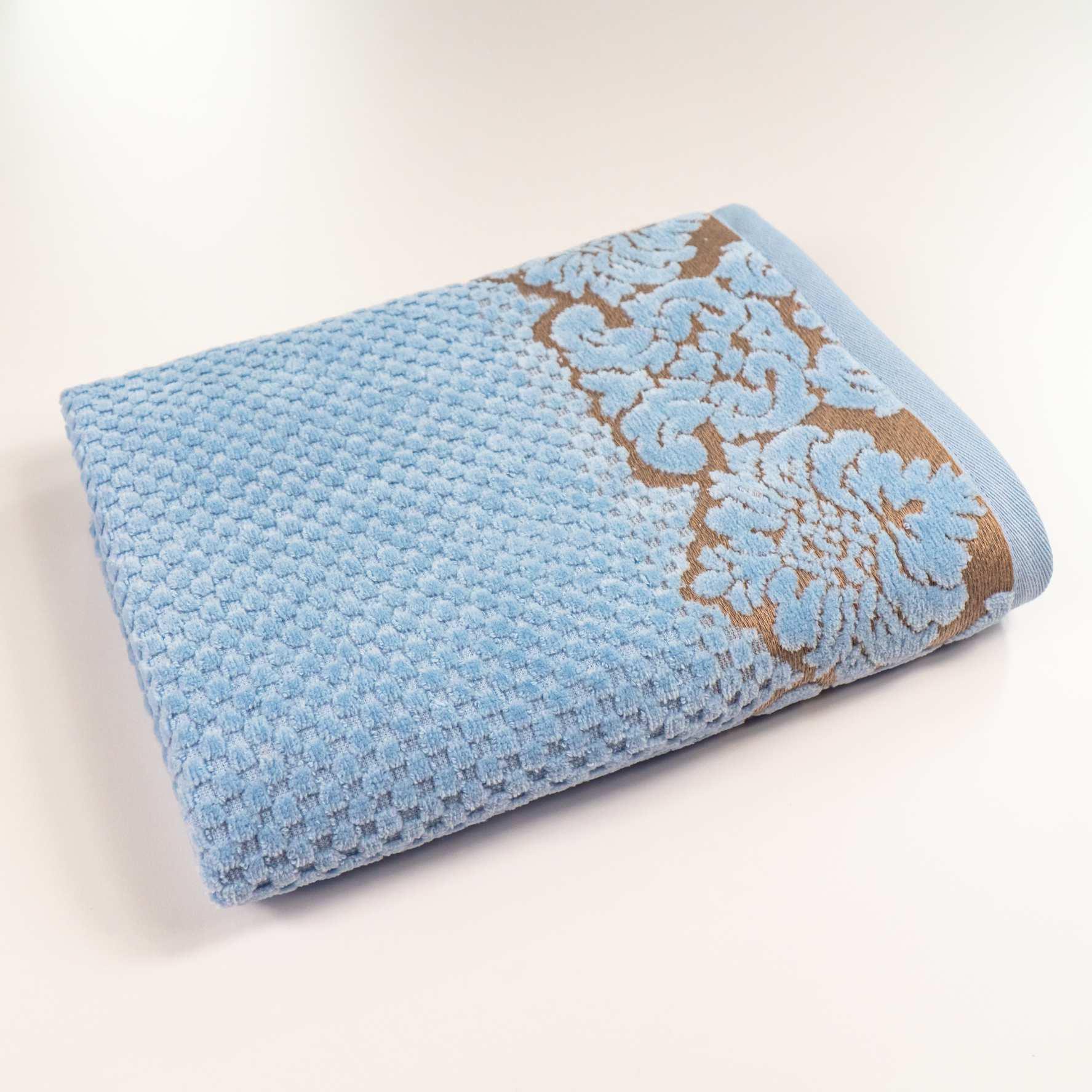 Полотенце Damask жаккардовое с велюром 50x90 см Светло-синий (550-dv-90-lblue)