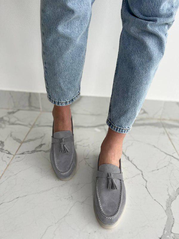 Лоферы женские замшевые на низком ходу р. 37 Серый (8526-8/37)