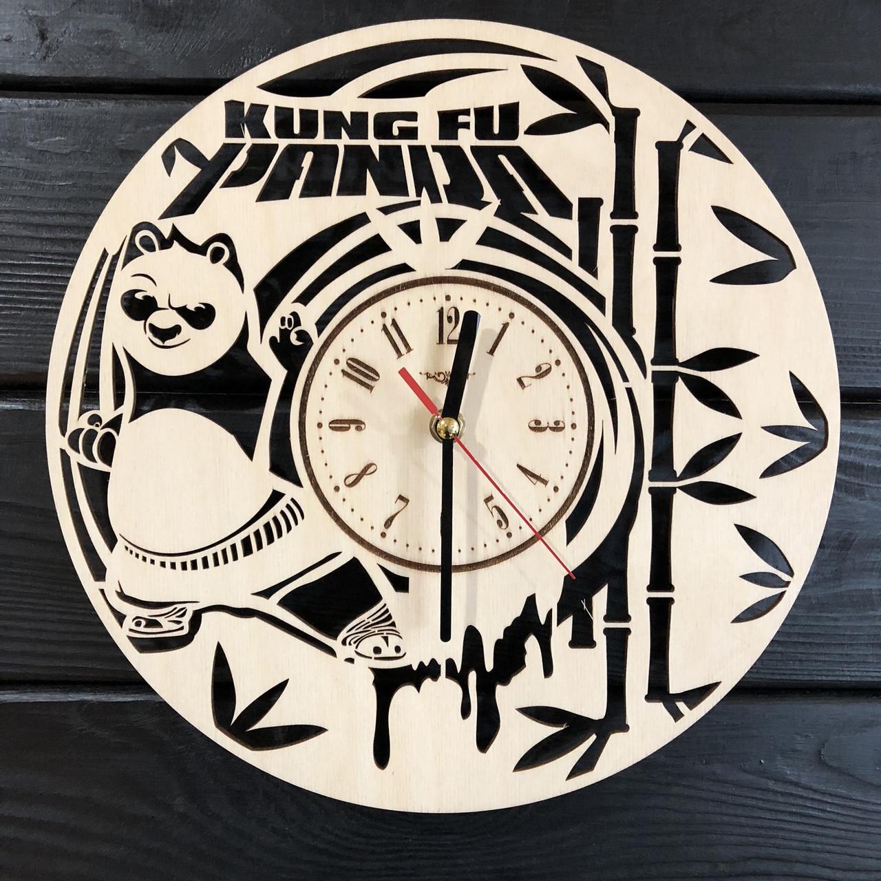 Часы детские настенные деревянные Кунг-фу панда