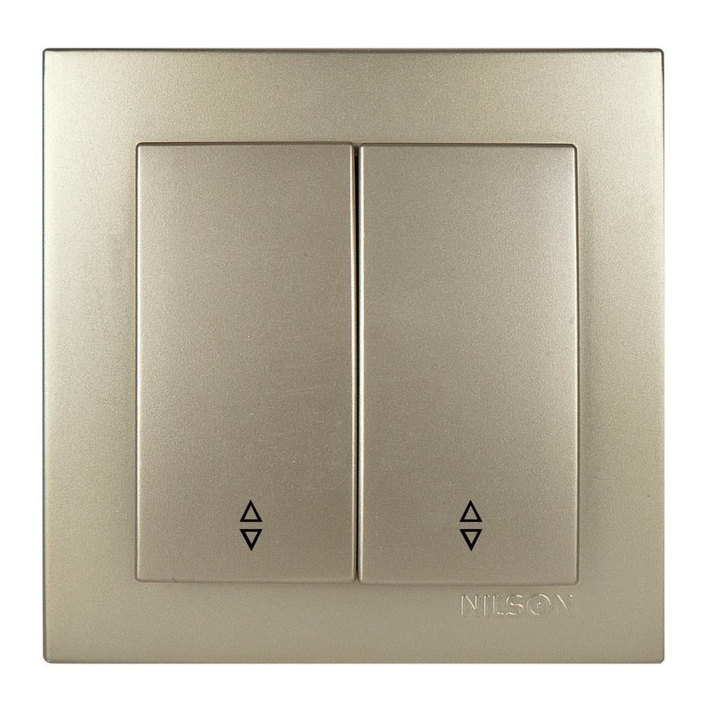 Вимикач двоклавішний Nilson Touran прохідний Золотий (24151009)