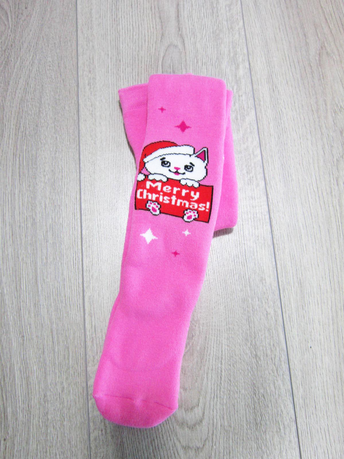 Колготки дитячі махрові Олмі 1011м 066 merry christmas котик р. 12 80-86 см Рожевий (65578)