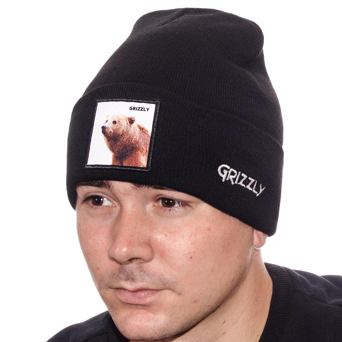 Шапка с шевроном универсальная Grizzly L21010 L р. 57-58 Черный