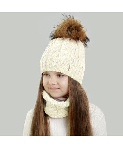 Комплект шапка та шарф дитячий Elf Даніела р. 56 Молочний (OK001172)