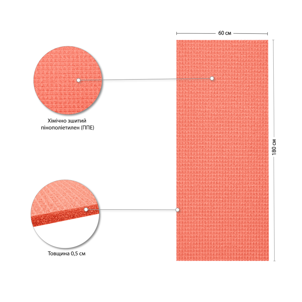 Килимок для фітнесу IVN 1800х600х5 мм Помаранчевий (A00298) - фото 4
