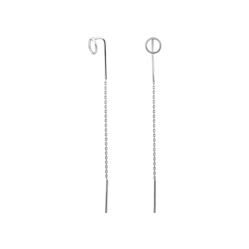 Серебряные серьги-протяжки Сферы с кругами у основания