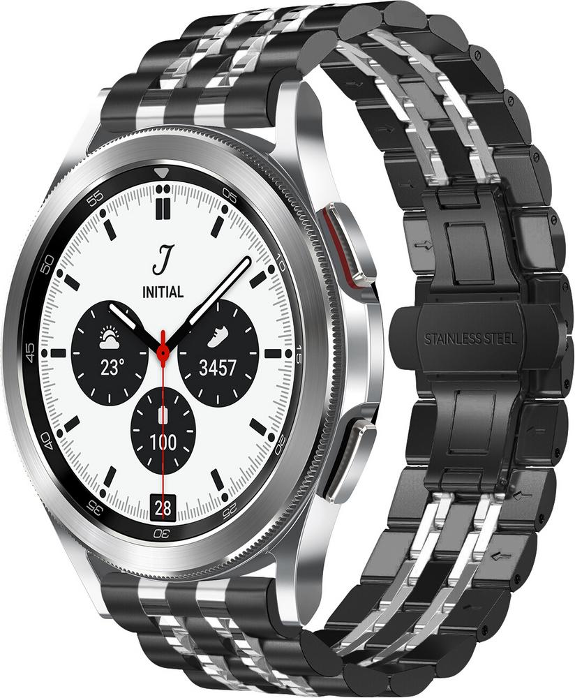 Браслет металлический Spinye Line для Galaxy Watch 4 Classic 42 мм Black Silver (29024-03)