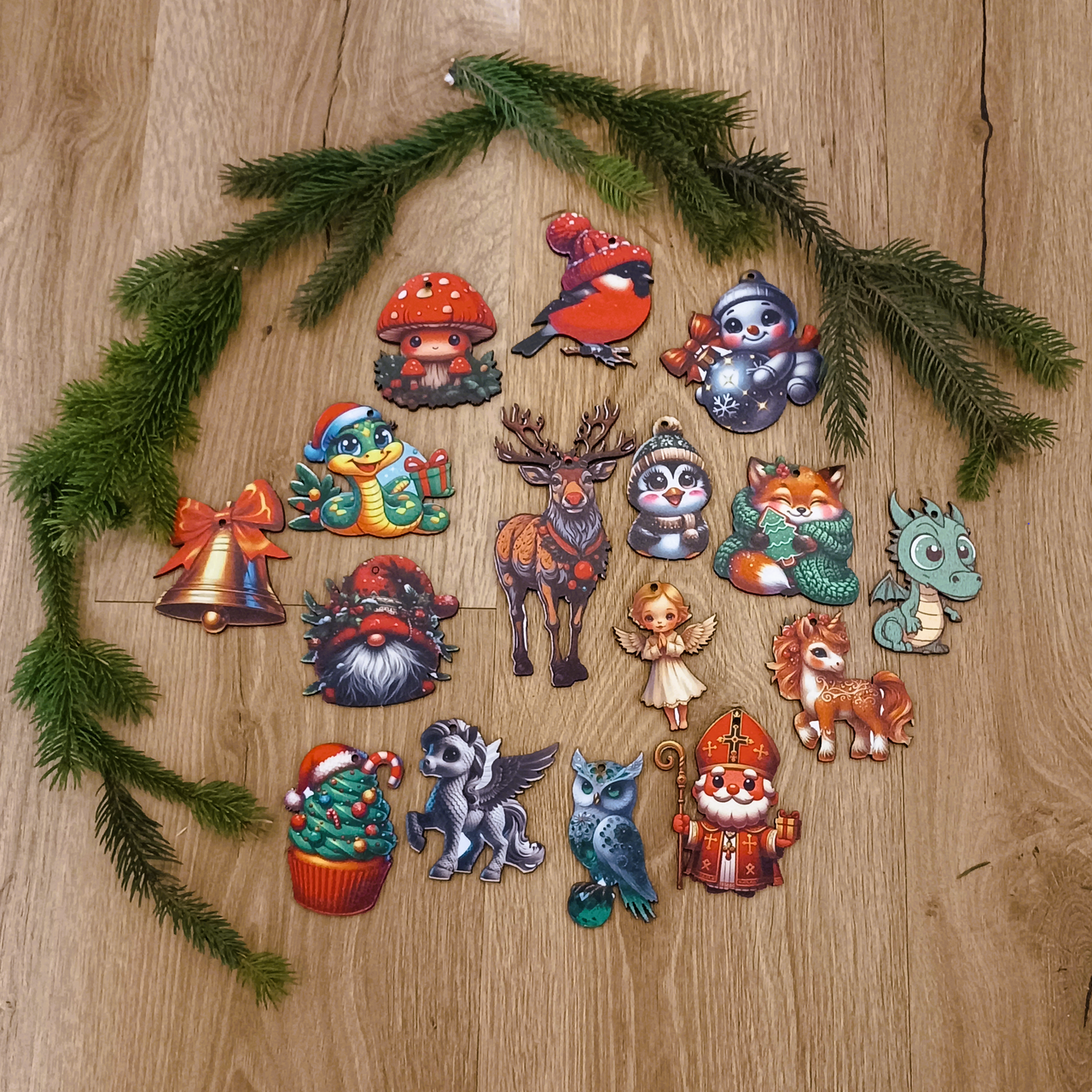 Подарочный набор деревянных эко-игрушек на елку Luxyart 16 шт. (DN-750) - фото 2 Подарочный набор деревянных эко-игрушек на елку Luxyart 16 шт. (DN-750) - фото 2