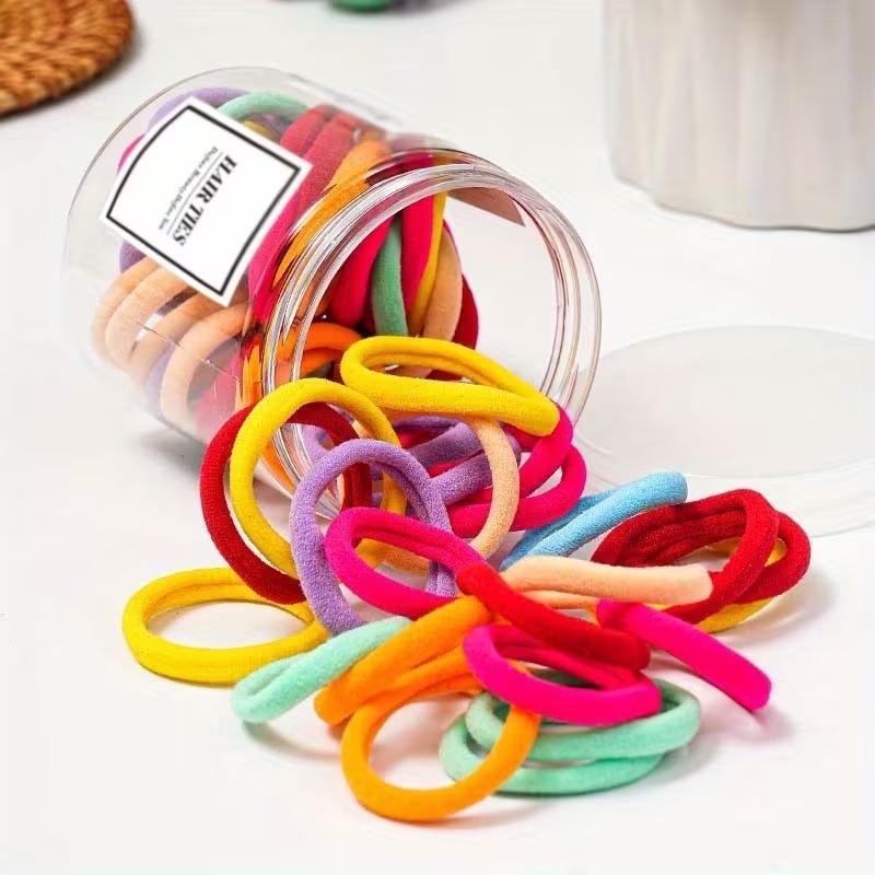 Набор резинок для волос бесшовных для хвостиков и косичек для густых и вьющихся волос 50 шт. Разноцветный