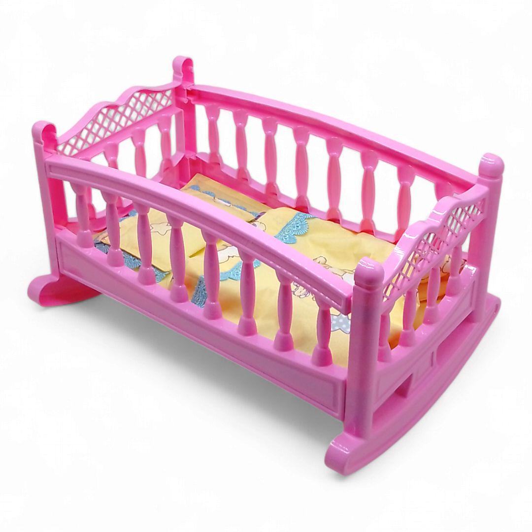 Ліжечко-колиска для ляльок з постіллю 44х25х32 см Рожевий (247226)