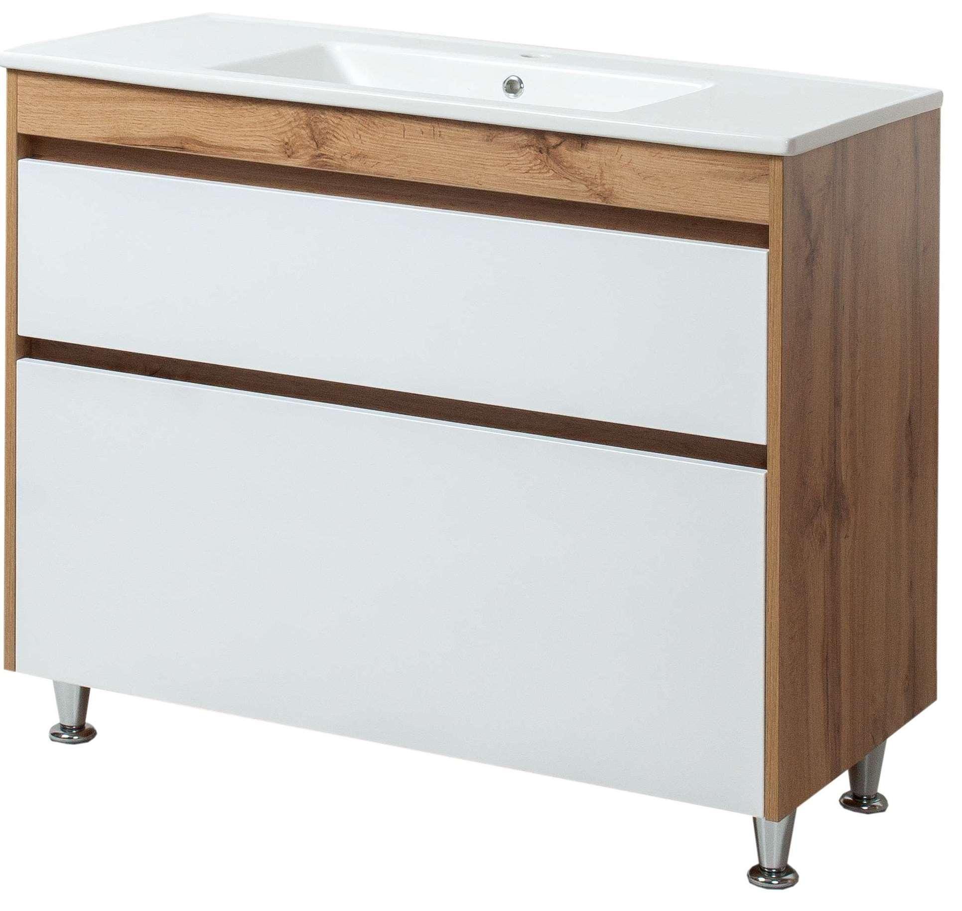 Тумба ЮВВИС Венера ТНБ-2 Д с умывальником Vesta 100 см Белый/Дуб Тахо (UVV012)