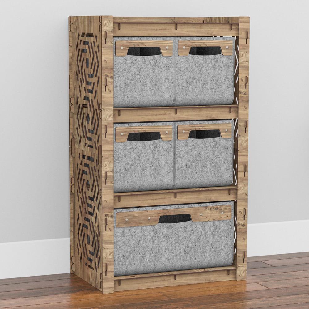 Комод в спальню из дерева Hexagonica Chevron на 5 ящиков серые корзины 900х528х345 мм (111359) - фото 2 Комод в спальню из дерева Hexagonica Chevron на 5 ящиков серые корзины 900х528х345 мм (111359) - фото 2