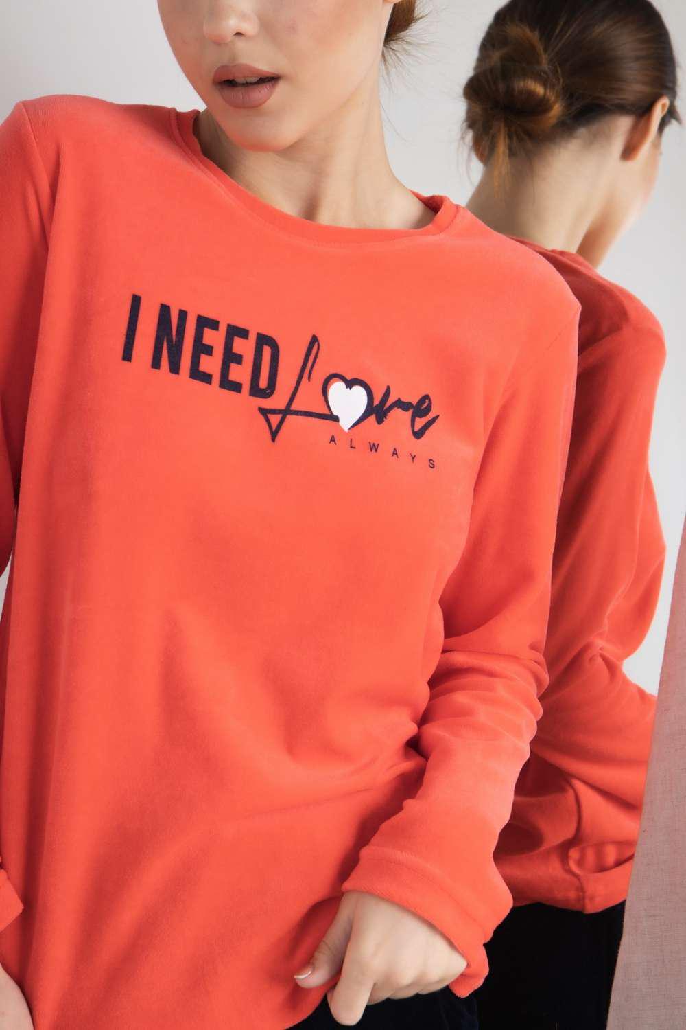 Костюм женский велюровый I need love M Коралловый (87089) - фото 3 Костюм женский велюровый I need love M Коралловый (87089) - фото 3