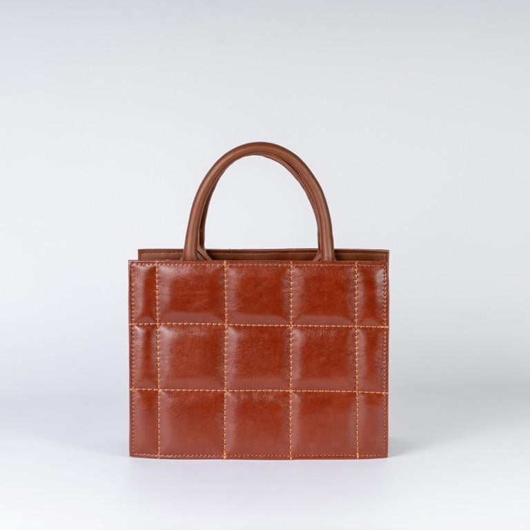 Сумка жіноча XENIA № 60-21 каркасна з глаткою екошкіри Рудий - фото 1