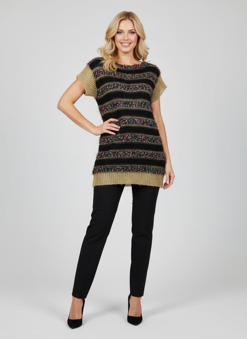 Джемпер женский с коротким рукавом Lowett LW-835308 р. 46 Черный (LW-835308-46)