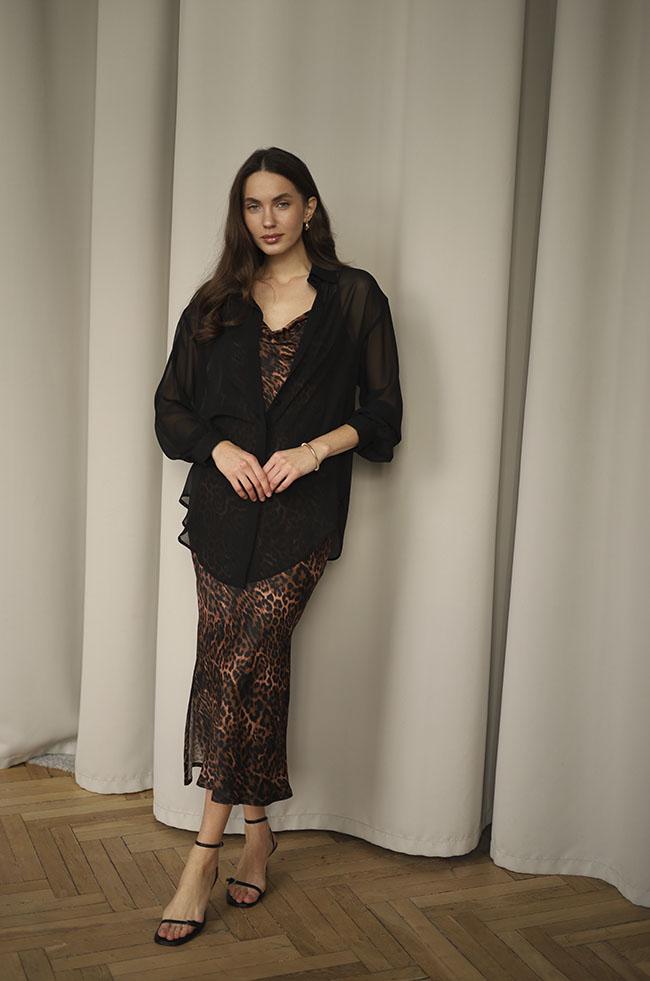 Платье Lipar 3715 комбинация с прозрачной блузкой р. 46 Леопардовый (16897359)