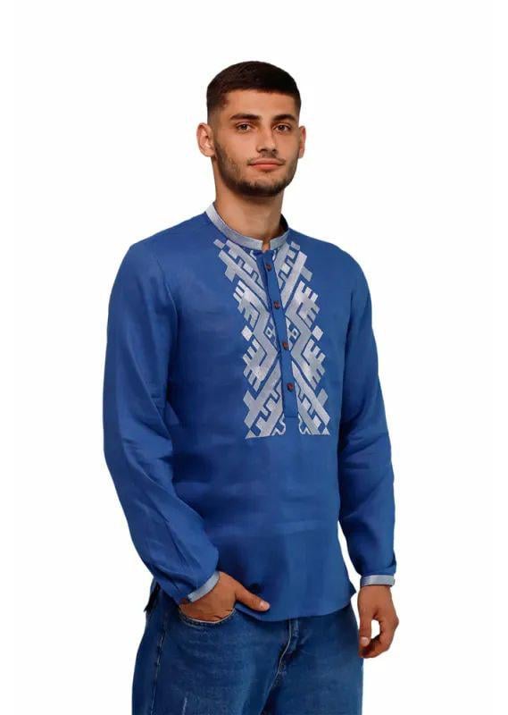 Вышиванка мужская р. 54 Синий (542) - фото 4 Вышиванка мужская р. 54 Синий (542) - фото 4