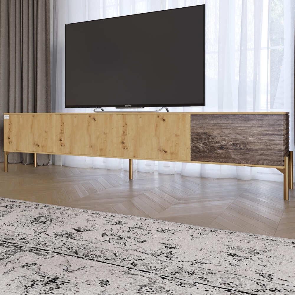 Тумба под телевизор Lion Грей на золотых металлических ножках Дуб Артизан/Дерево (000-000-2479)