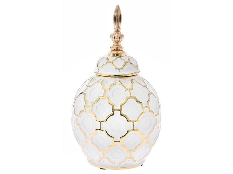 Настольная керамическая ваза с крышкой Light House Фаберже 28,5 см Белый Настольная керамическая ваза с крышкой Light House Фаберже 28,5 см Белый