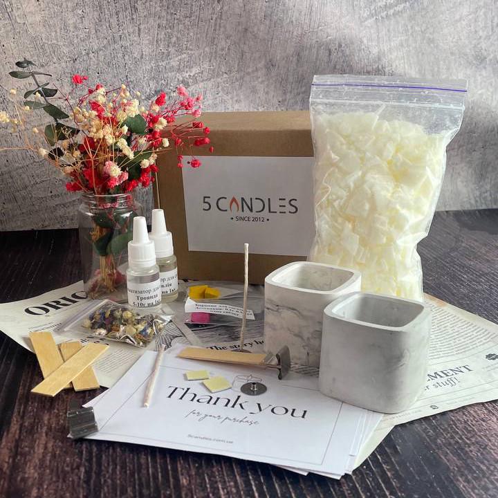Набор для изготовления свечей 5candles 5candles M Серый/Мрамор (1483)