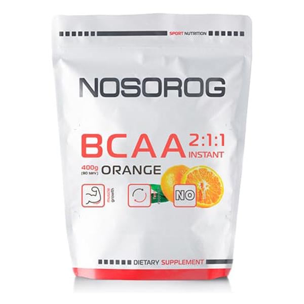 Аминокислота BCAA для спорта Nosorog Nutrition BCAA 2:1:1 400 g /72 servings/ Orange