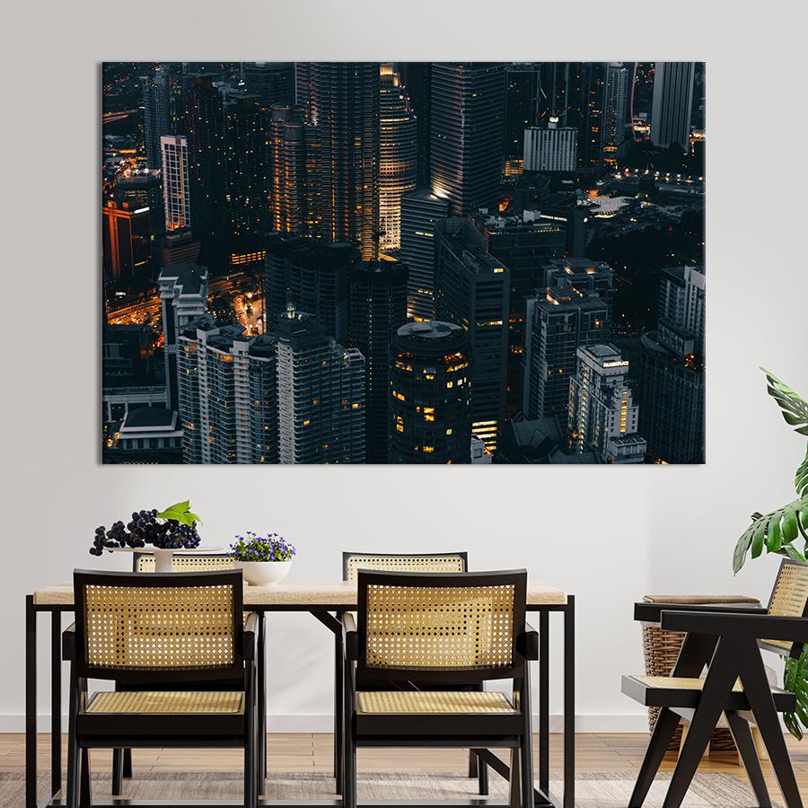 Картина город Мрачные небоскрёбы большого города 80x54 см (A809-1)