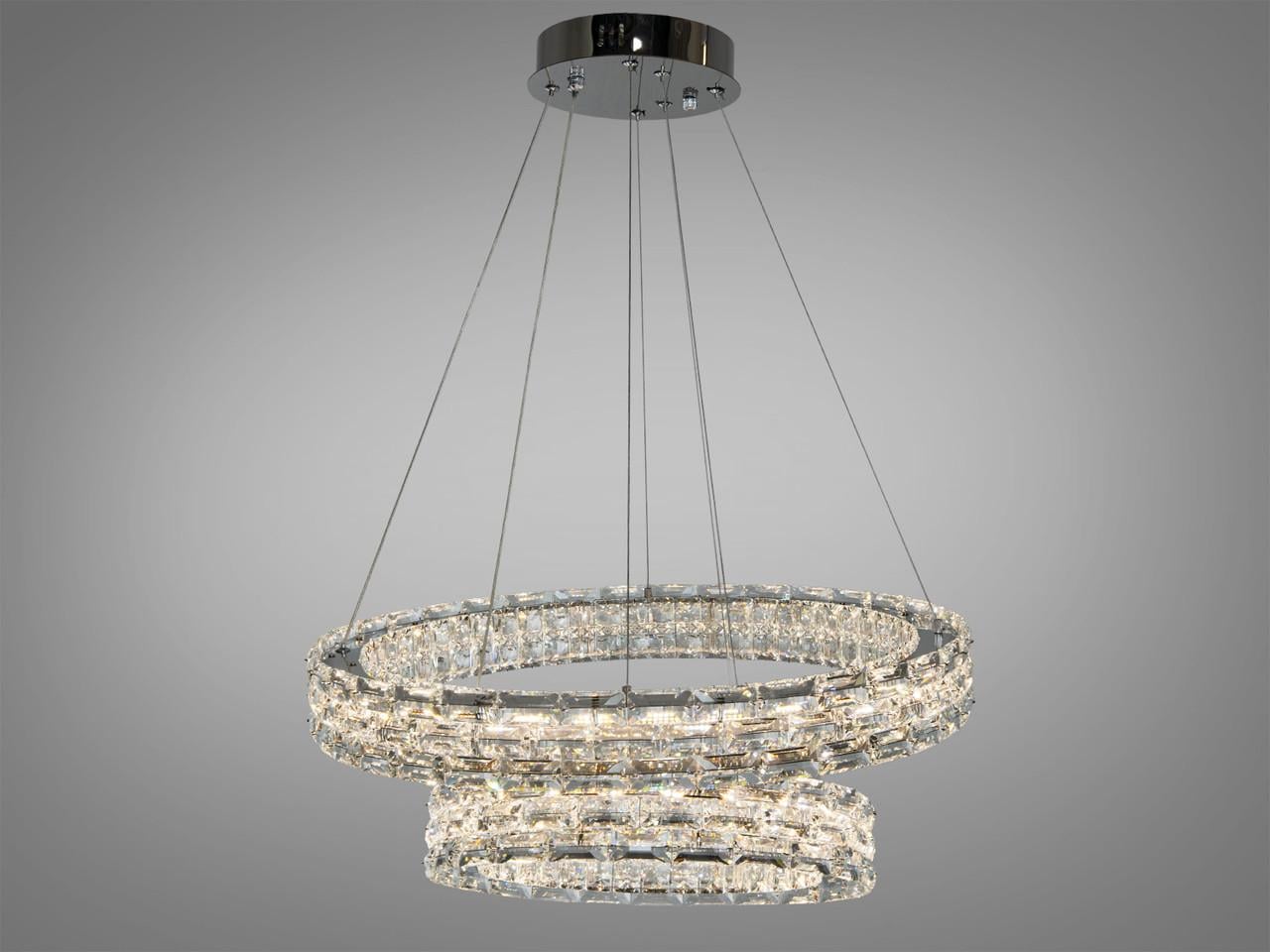 Люстра подвесная LED для гостиной Diasha 7896/600+400CH 54 Вт с пультом Хром (3146140556)