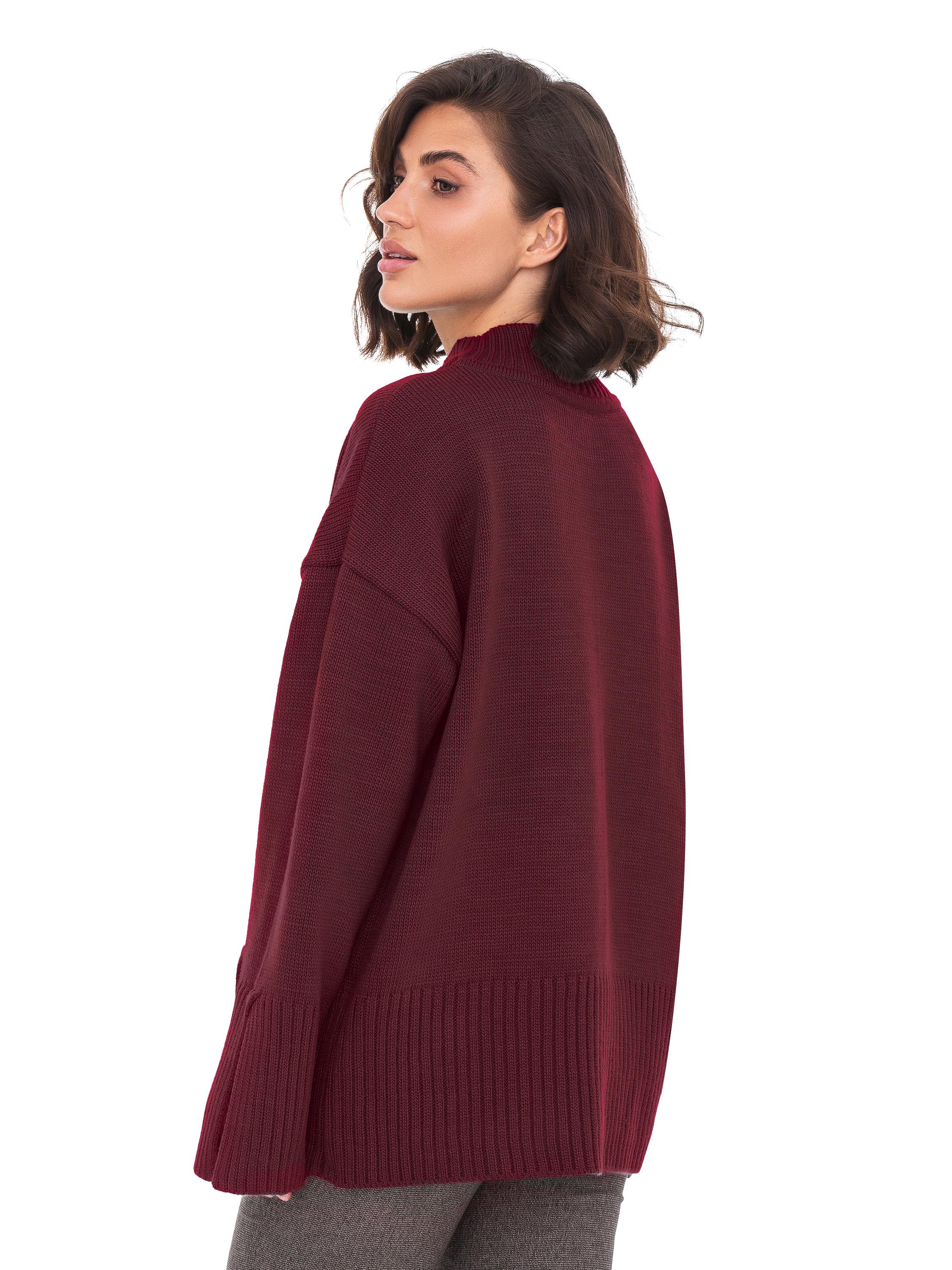 Свитер вязаный SVTR с разрезами р. 44-52 Бордо (555) - фото 3 Свитер вязаный SVTR с разрезами р. 44-52 Бордо (555) - фото 3