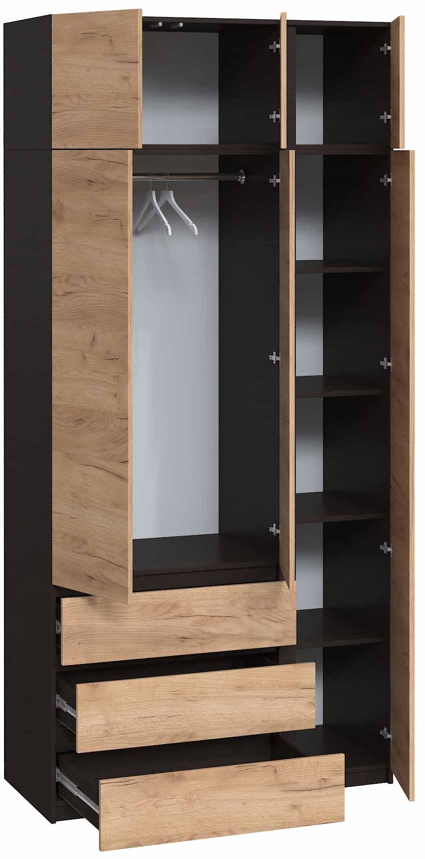 Шкаф с антресолью Мастер Форм Брайт правосторонний 1200х520х2400 мм Венге магия/Дуб крафт золотой (32309) - фото 2 Шкаф с антресолью Мастер Форм Брайт правосторонний 1200х520х2400 мм Венге магия/Дуб крафт золотой (32309) - фото 2