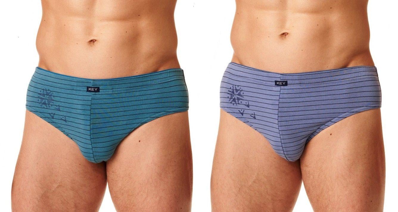 Трусы слипы мужские KEY MPР396 В22 М 2 шт . Зеленый/Голубой с узором (5904765649786)
