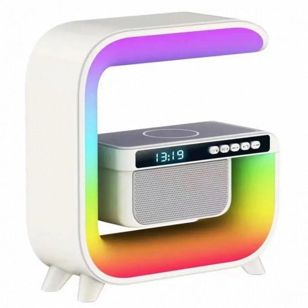 Нічник акумуляторний G3 RGB з бездротовою зарядкою 15W та Bluetooth колонкою 3W (17945801)