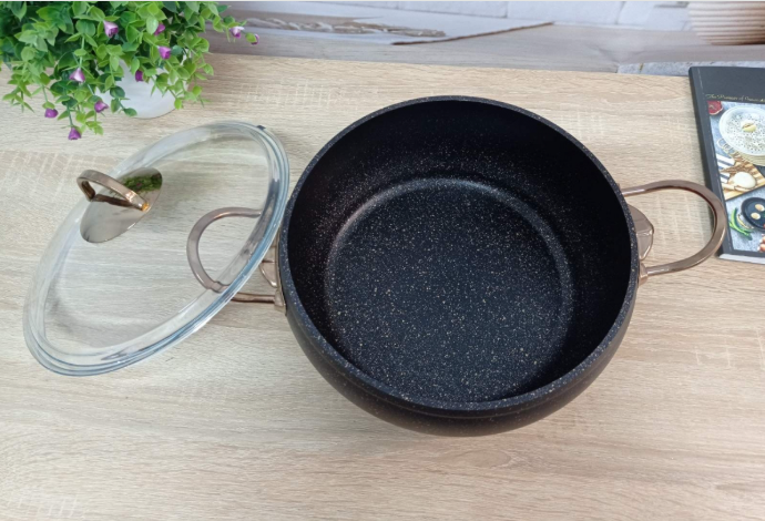 Каструля з кришкою OMS з антипригарним покриттям для газу/без індукціі 7,5 л Бронзовий (30654573) - фото 7 Каструля з кришкою OMS з антипригарним покриттям для газу/без індукціі 7,5 л Бронзовий (30654573) - фото 7