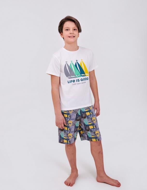 Пижама детская для мальчика Smil хлопок/стрейч-кулир 140 см Белый (104856)