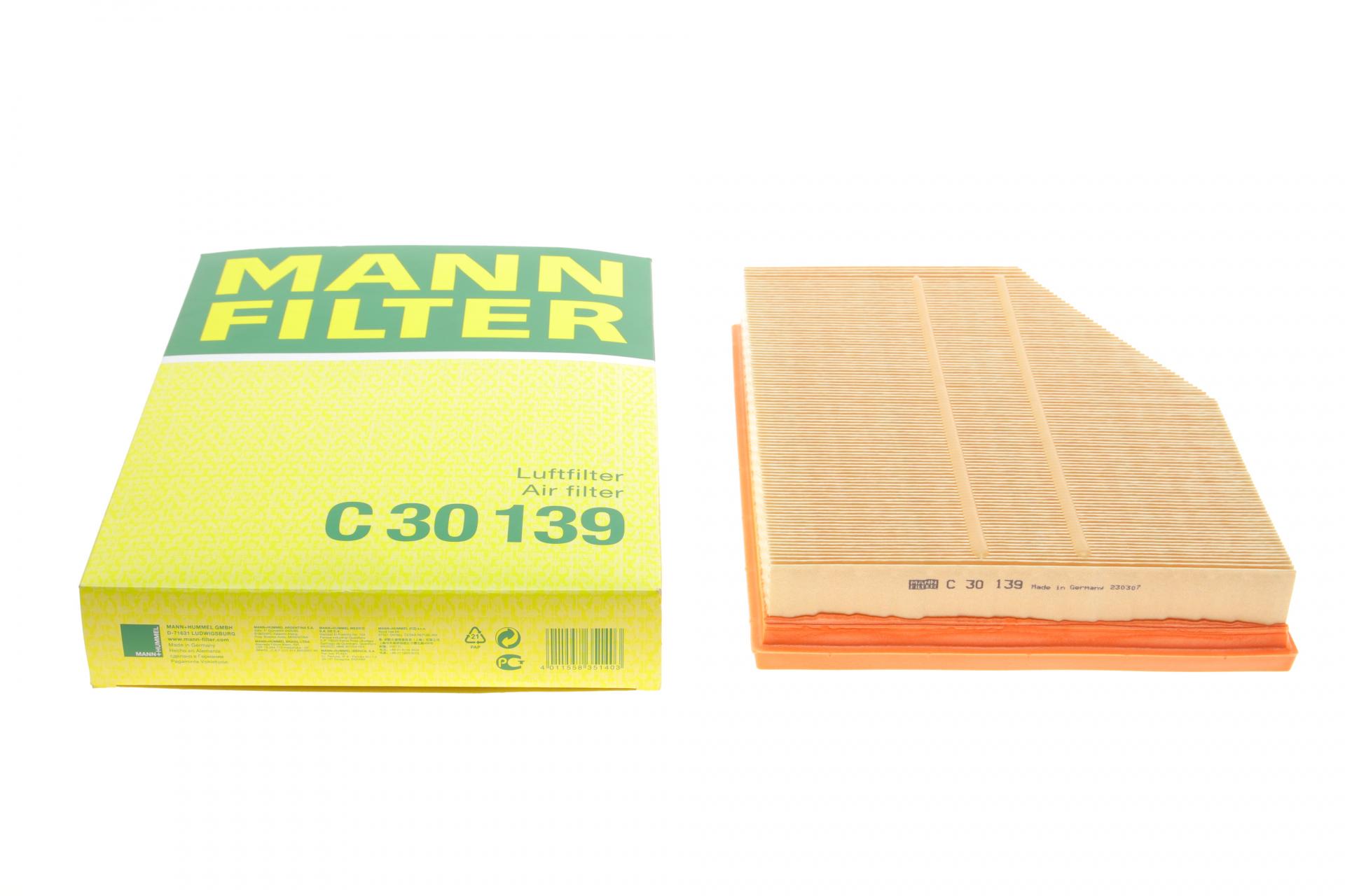 Фильтр воздушный Mann-Filter для BMW 5 E60/E61 2,2i M52/2,5i/3,0i N52/N53/M54/6 E63/E64 3,0i N52/N53 03-11 (C 30 139)