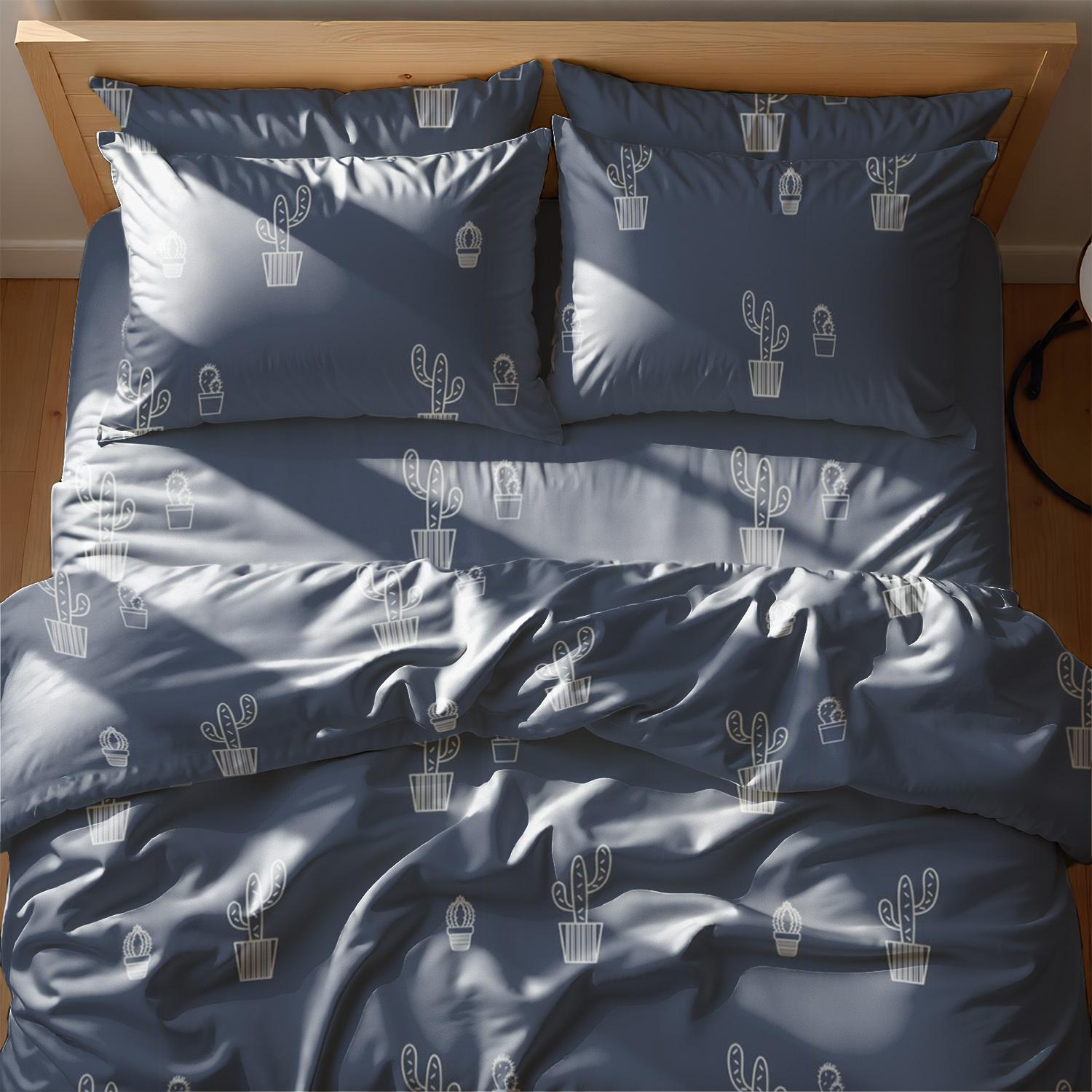 Комплект постельного белья Zastelli CACTUS FRONT бязь двуспальный 175х210 см Серый (22603)