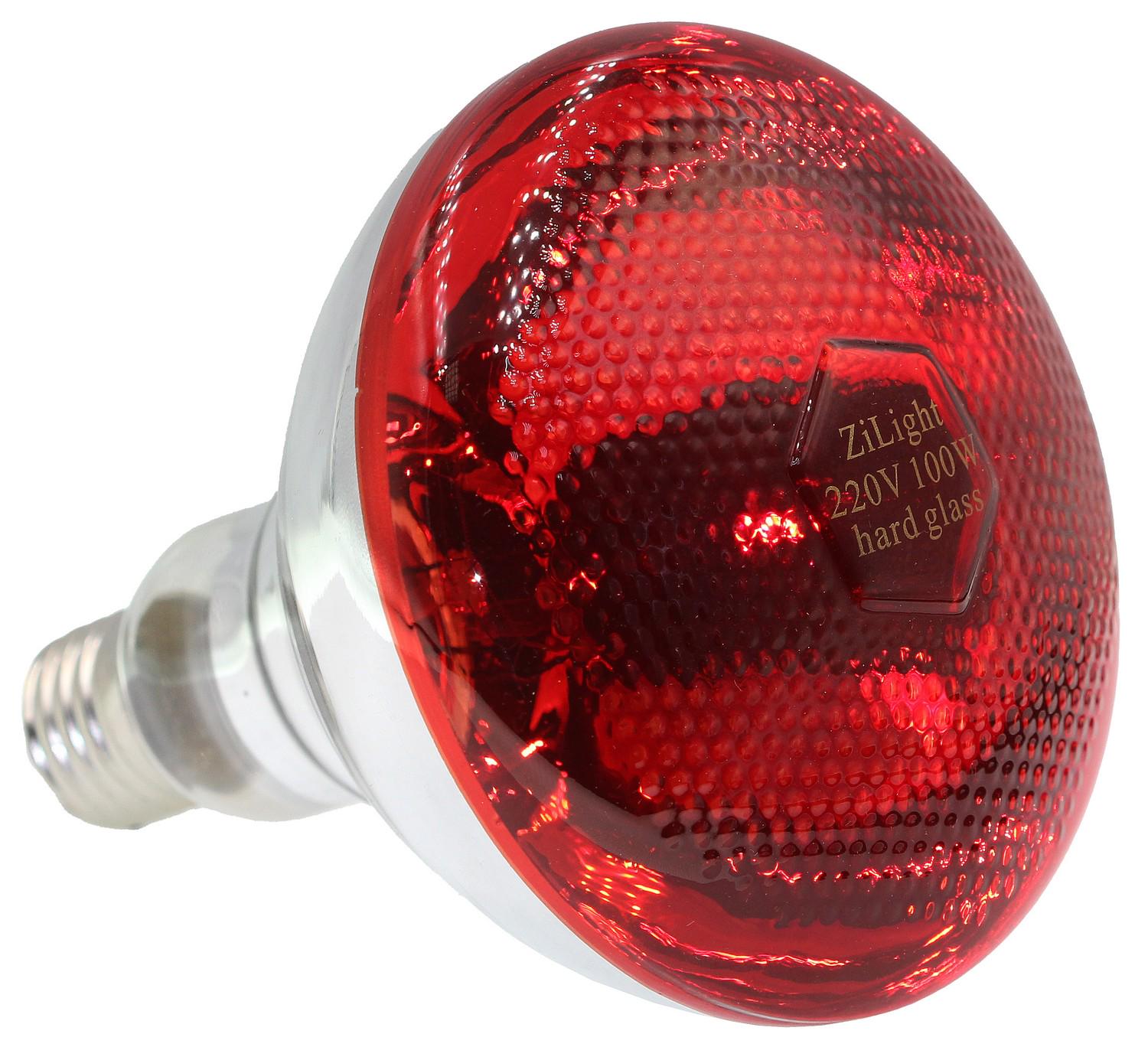 Лампа инфракрасная для обогрева животных ZiLight BR38 твердое стекло Е27 100 Вт (00016729)